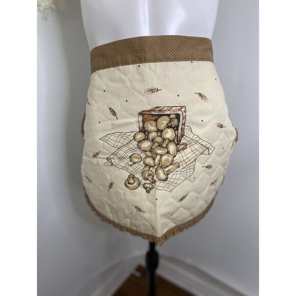 Country Farm House Apron Mushroom Design Quilted Ruffled by Franco Reversible - Picture 14 of 16
